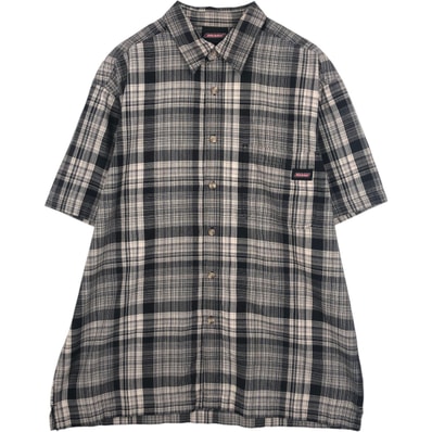古着 ディッキーズ Dickies チェック柄 半袖 ワークシャツ ボックスシャツ メンズL相当/eaa637756