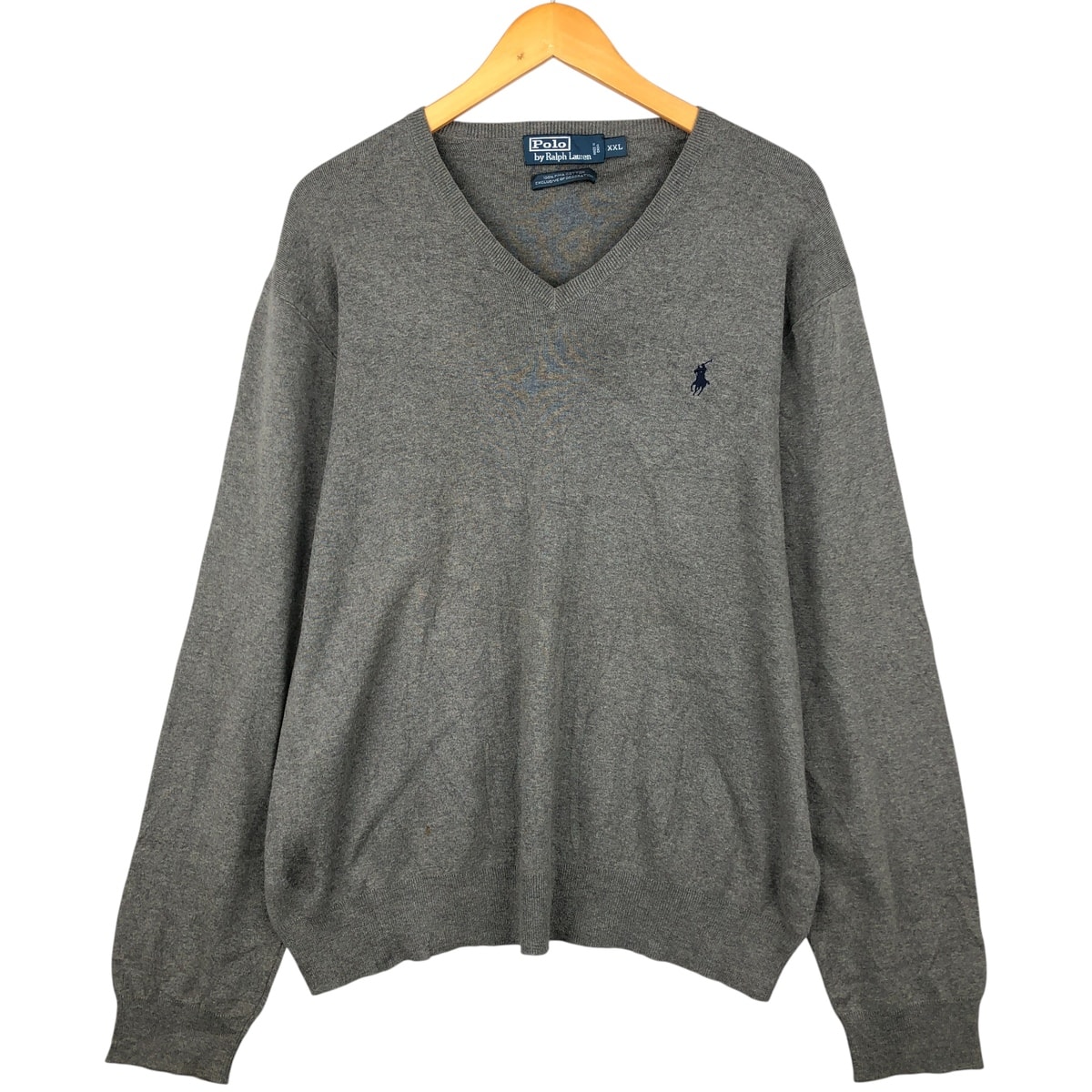 古着 ラルフローレン Ralph Lauren POLO by Ralph Lauren Vネック ピマコットンニットセーター メンズXXL相当/eaa599631