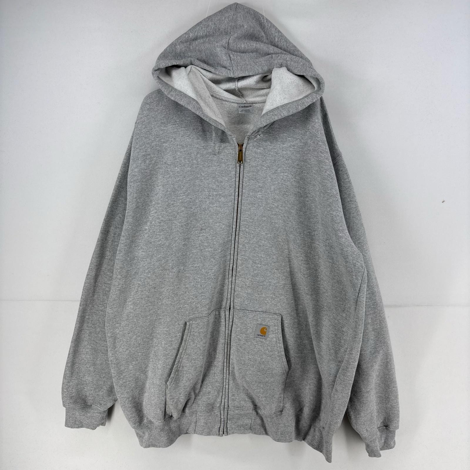 古着 カーハート Carhartt パーカー フルジップ ワンポイント スウェット 大きいサイズ ジャケット 2XL  グレー メンズ