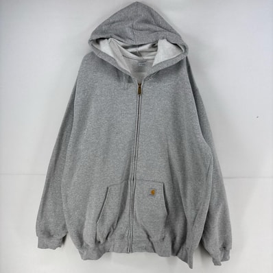 古着 カーハート Carhartt パーカー フルジップ ワンポイント スウェット 大きいサイズ ジャケット 2XL グレー メンズ