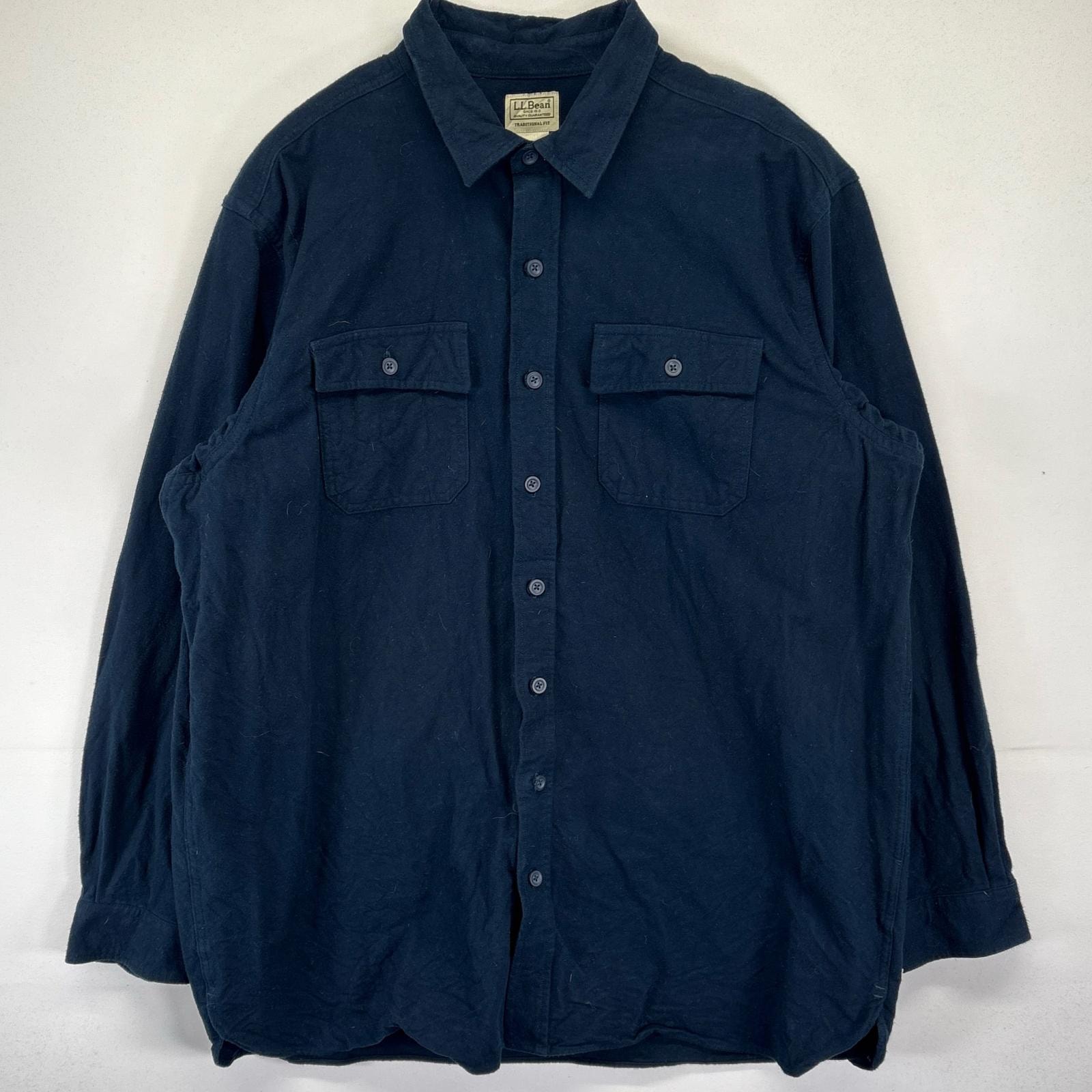 古着 エルエルビーン L.L.Bean 長袖シャツ 大きいサイズ シャモアシャツ ネルシャツ 無地 アウトドア 2XL ネイビー メンズ