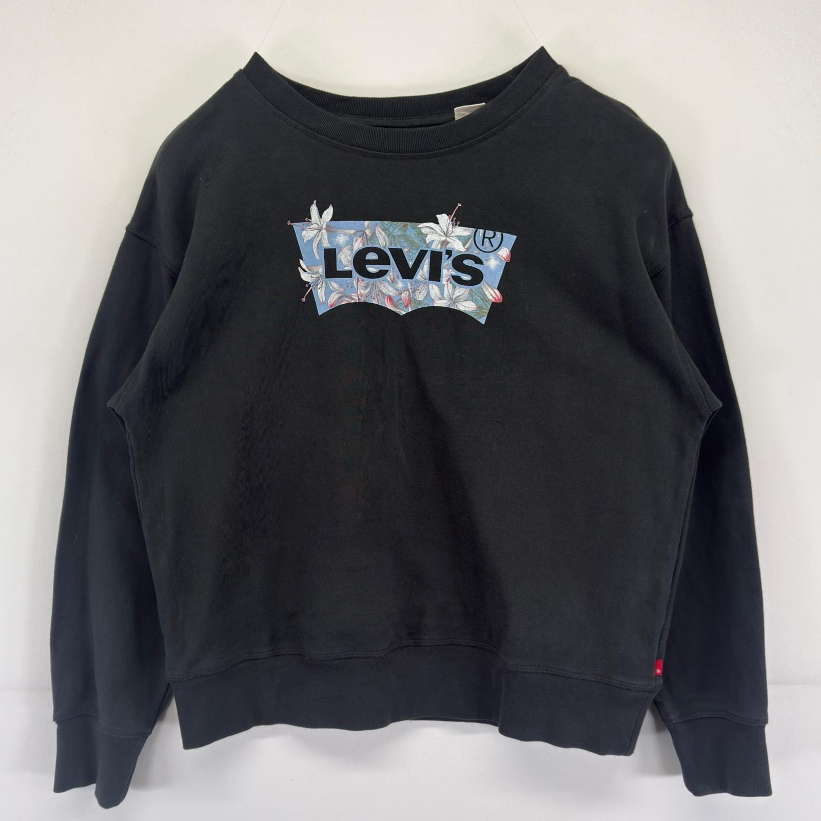 古着 リーバイス Levi's スウェット トレーナー クルーネック ビックプリントロゴデザイン トレーナー M ブラック メンズ