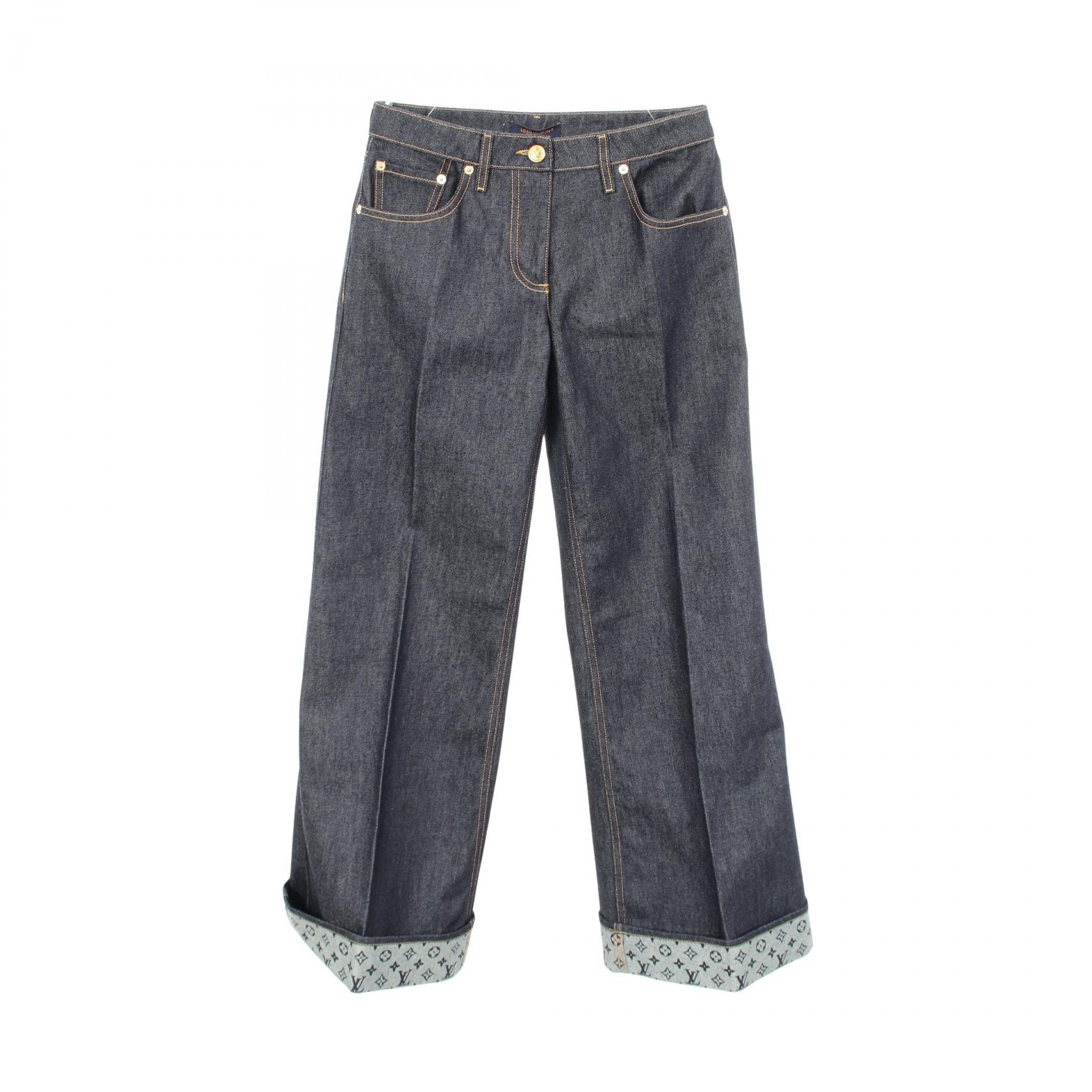 ルイ・ヴィトン LOUIS VUITTON モノグラム デニムパンツ 衣料品 ボトムス コットン レディース ネイビー系 【中古】