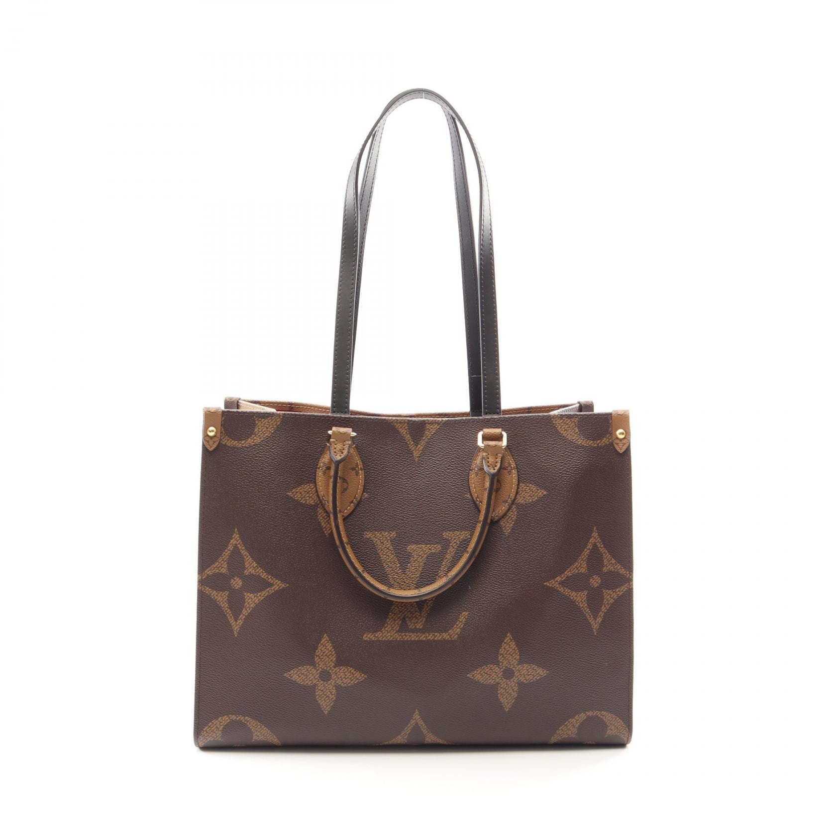 ルイ・ヴィトン LOUIS VUITTON オンザゴーMM 2WAY トートバッグ バッグ PVCコーティングキャンバス レザー モノグラム・ジャイアント ベージュ レディース ブラウン系 / ベージュ系 M45321 【中古】