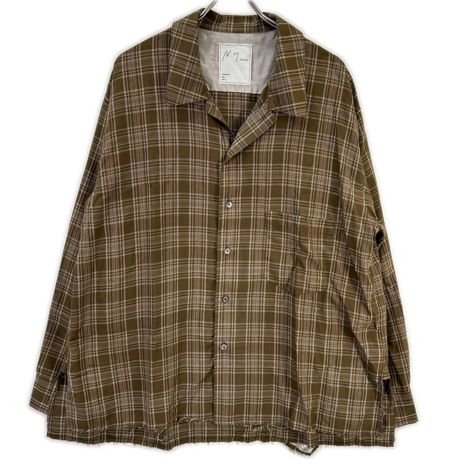 アンセルム ANC-SH80 ブラウン AGING RAYON CHECK SHIRT 1
