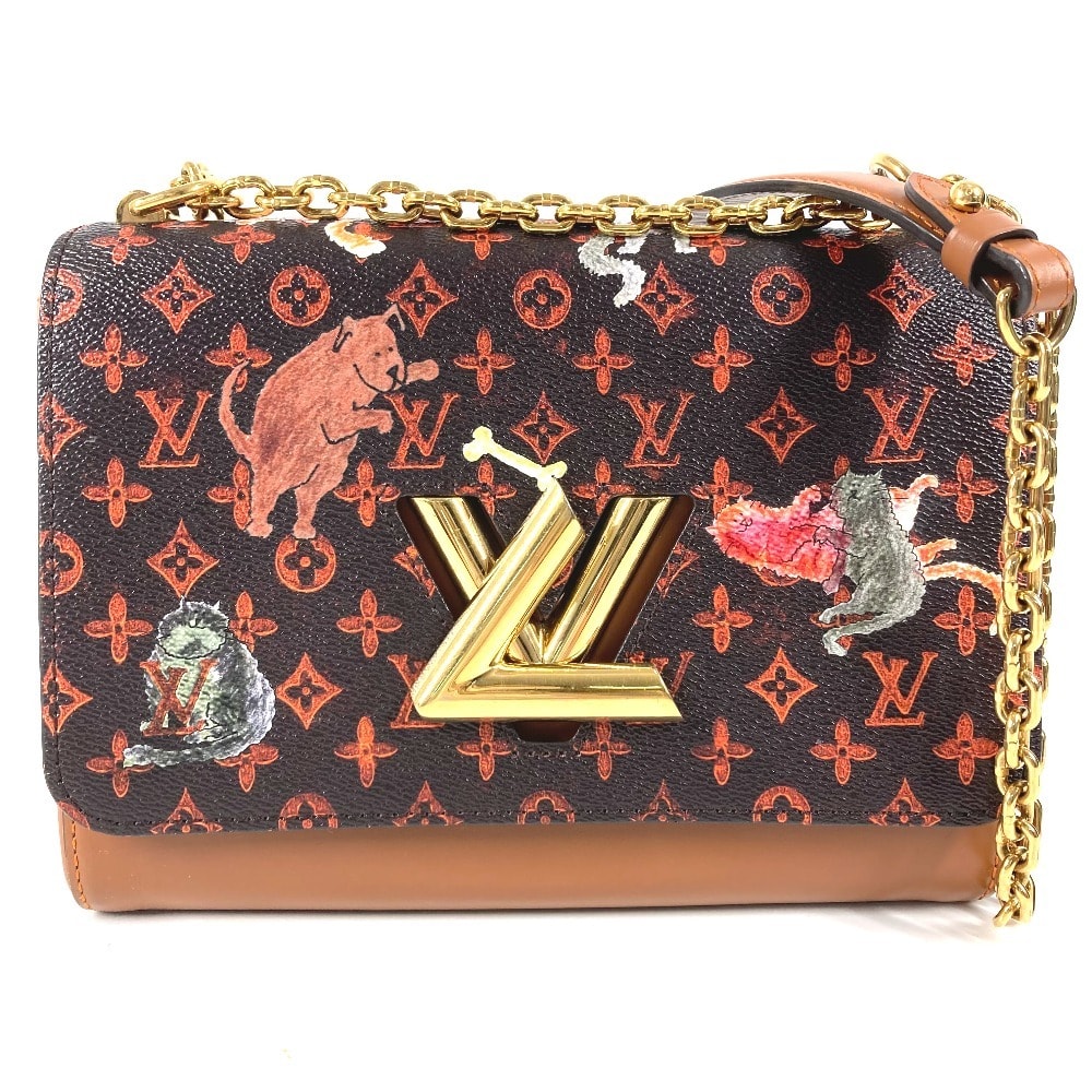ルイヴィトン LOUIS VUITTON サック ツイスト MM サックツイストMM M44408 モノグラム キャットグラム 猫 カバン チェーンバッグ 斜め掛け Wチェーン ショルダーバッグ モノグラムキャンバス ブラウン