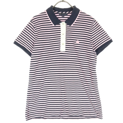 Brooks Brothers ブルックスブラザーズ ワンポイントロゴ ボーダー柄 半袖 ポロシャツ L ピンク