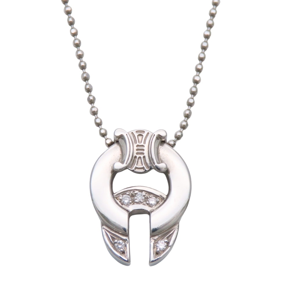 【中古】 セリーヌ ネックレス トリオンフ Pt900 Pt850 ダイヤモンド 約8.8g プラチナ 馬蹄 ジュエリー レディース 女性 CELINE