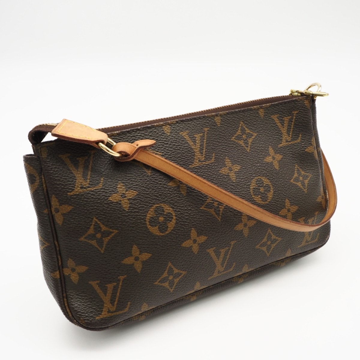 LOUIS VUITTON ルイ・ヴィトン モノグラム ポシェットアクセソワール M51980 ポーチ ブラウン コーティングキャンバス レザー レディース