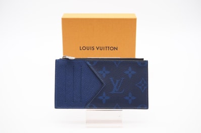 美品 LOUIS VUITTON ルイ・ヴィトン タイガラマ コインカード ホルダー コバルト M30270 コインケース ブルー コーティングキャンバス メンズ