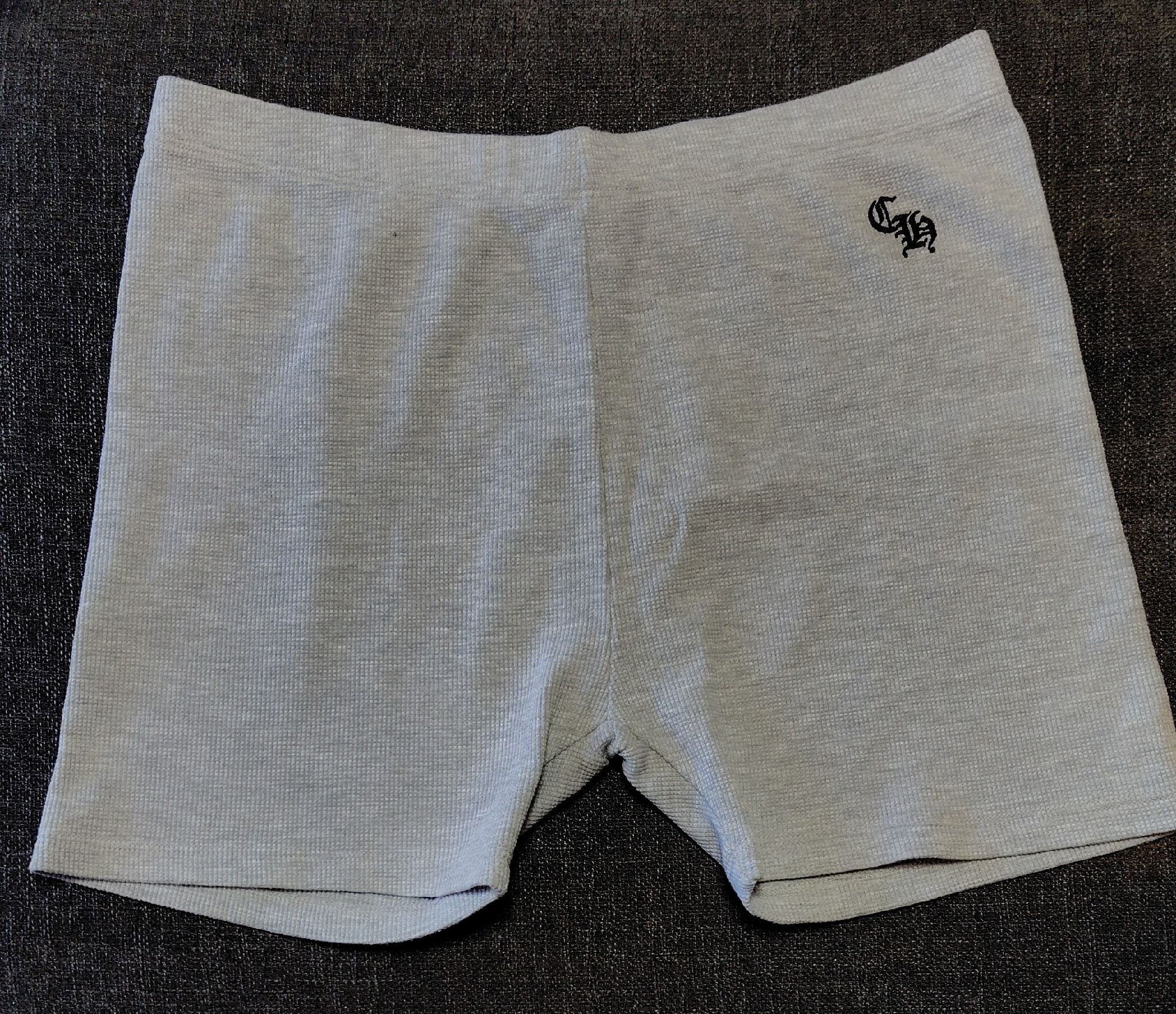 CHROME HEARTS GRP Y NOT SHORTS W SNAX HTHR GRY LRG VRTCL CH