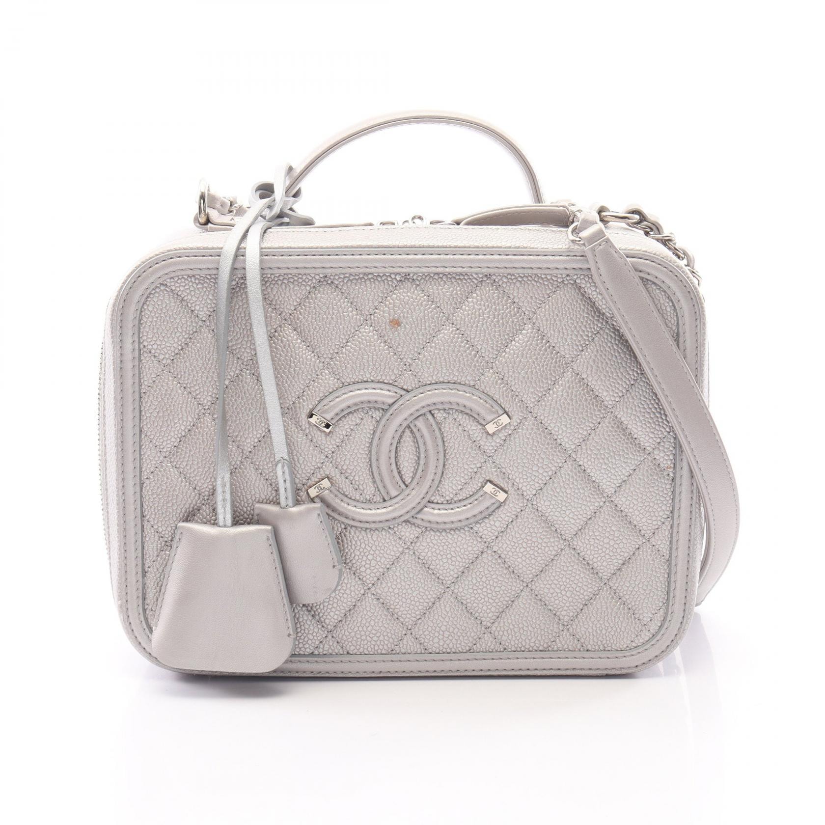 シャネル CHANEL CCフィリグリー マトラッセ バニティ ショルダーバッグ バッグ キャビアスキン(グレインドカーフ) レディース シルバー系 A93344 【中古】