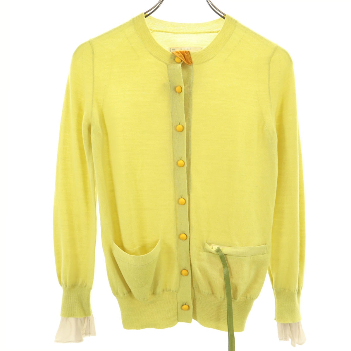Sacai サカイ 長袖 ニットカーディガン 2 ライム