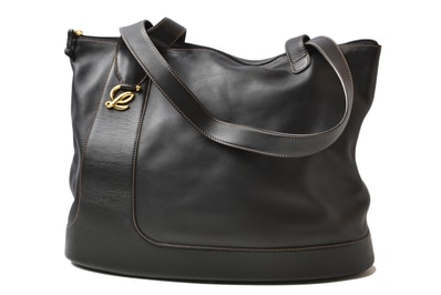 ロエベ トートバッグ LOEWE アントン アナグラム ポーチ付 ダークブラウン レザー ヴィンテージ レディース【中古】