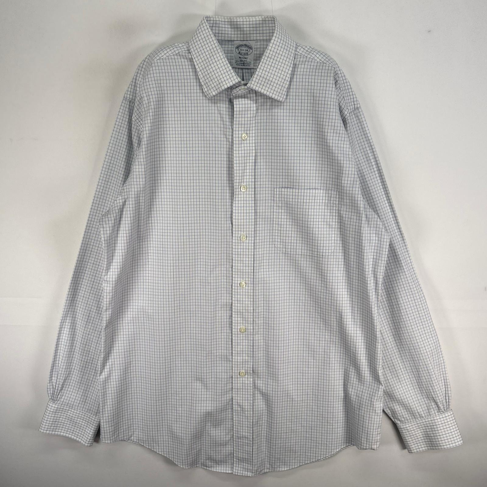 古着 ブルックスブラザーズ Brooks Brothers 長袖シャツ 胸ポケ カラーステイ M  ホワイト系 チェック メンズ