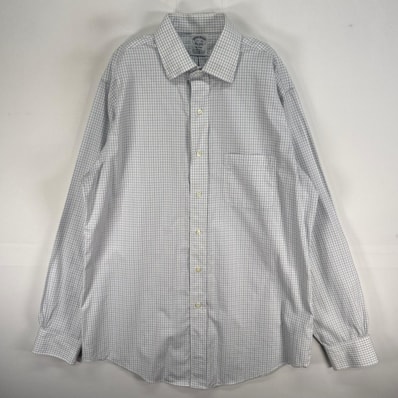 古着 ブルックスブラザーズ Brooks Brothers 長袖シャツ 胸ポケ カラーステイ M ホワイト系 チェック メンズ