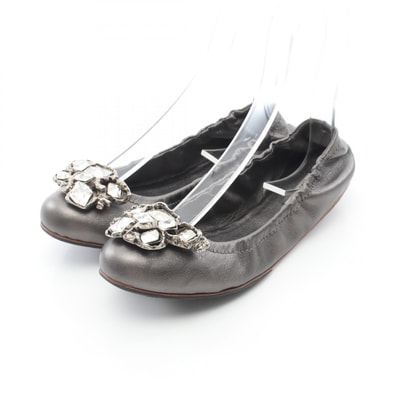 ミュウ ミュウ Miu Miu クリスタルビジュー パンプス 靴 レザー レディース グレー系 【中古】