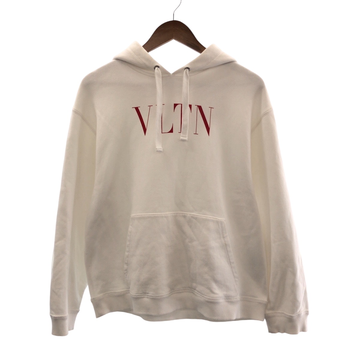 美品 VALENTINO ヴァレンティノ VLTN ロゴ サイズXS ホワイト レッド コットン パーカー フーディ 503831 【中古】