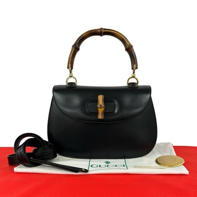 GUCCI グッチ バンブー レザー バンブー ショルダーバッグ ブラック
42246
