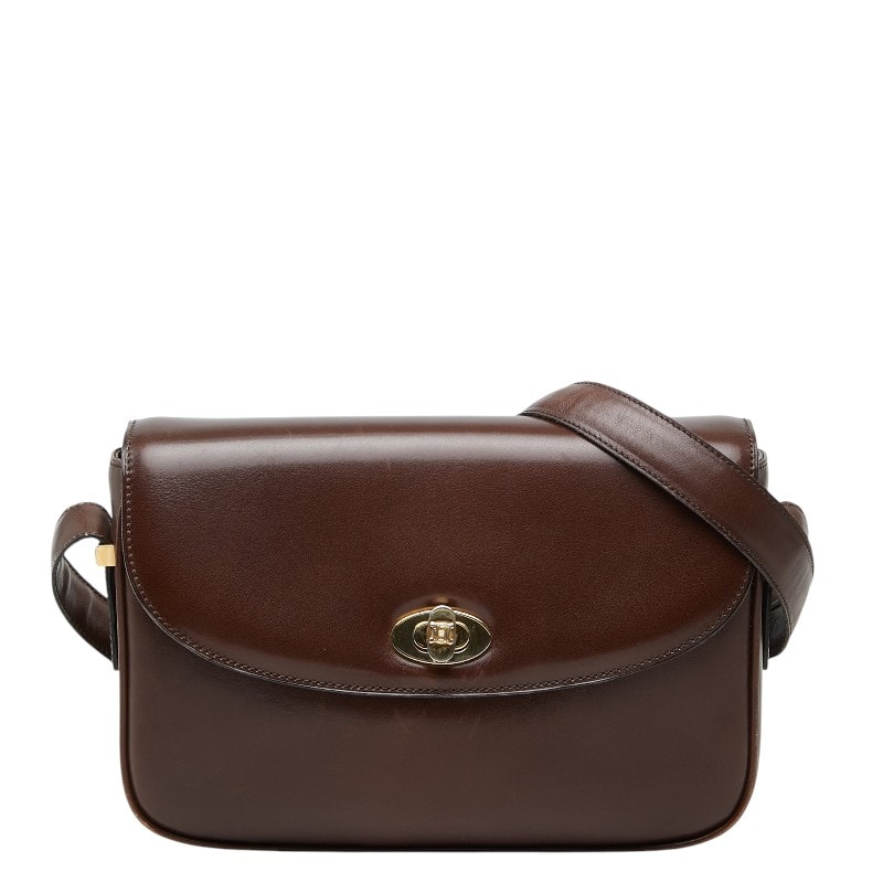 セリーヌ 斜め掛け ショルダーバッグ ブラウン レザー レディース CELINE 【中古】
