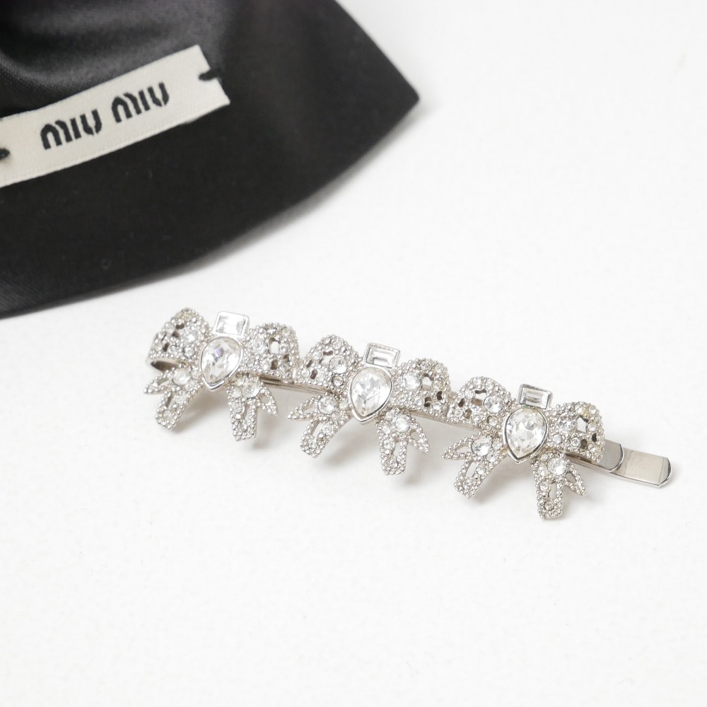 Miu Miu ミュウ ミュウ ヘアアクセサリー ヘアピン ラインストーン ビジュー ブランド古着【中古】20260805/RB0339