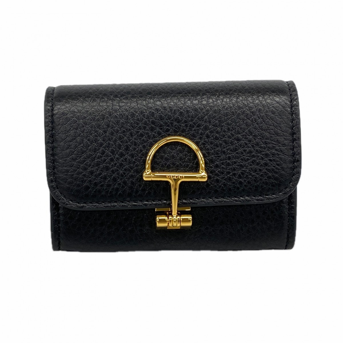 【6cd5563-k】グッチ カードケース ソフトビット 828148 レザー ブラック ゴールド金具【中古】レディース