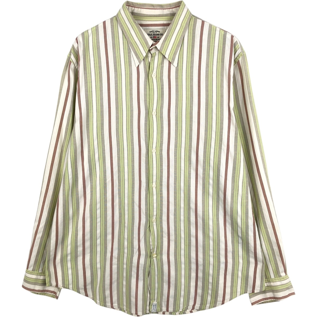 古着 ラルフローレン Ralph Lauren POLO JEANS COMPANY マルチストライプ 長袖 コットンストライプシャツ メンズXL相当/eaa669050
