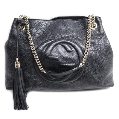 GUCCI グッチ ソーホー インターロッキングG トートバッグ ブラック 308982 レディース【中古】