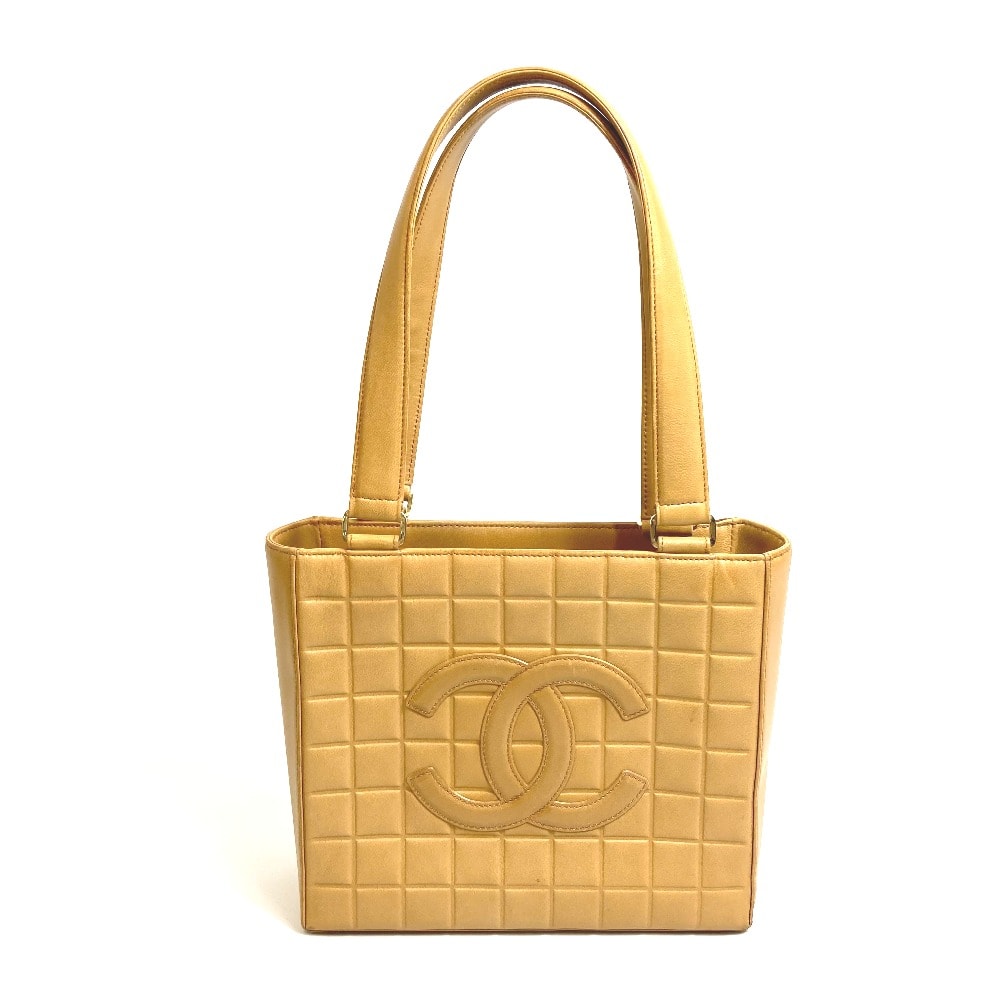 シャネル CHANEL チョコバー A17809 CCココマーク  カバン セミショルダー ハンドバッグ 肩掛け トートバッグ カーフスキン ベージュ