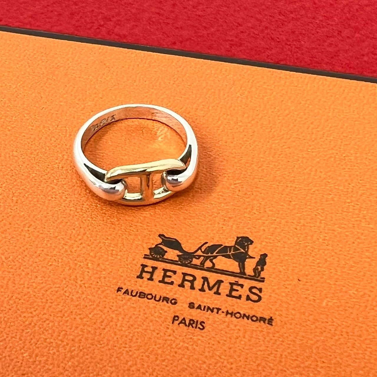 HERMES エルメス シェーヌダンクル コンビ リング シルバー925 K18イエローゴールド リング・指輪 10号 シルバー
 45492