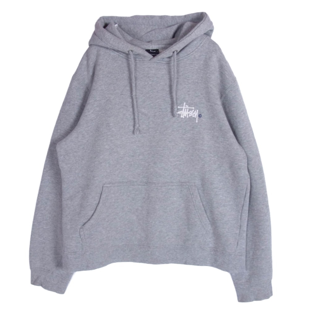 STUSSY ステューシー パーカー ストックロゴ フロント バック プリント フーディー プルオーバー パーカー グレー系 S【中古】