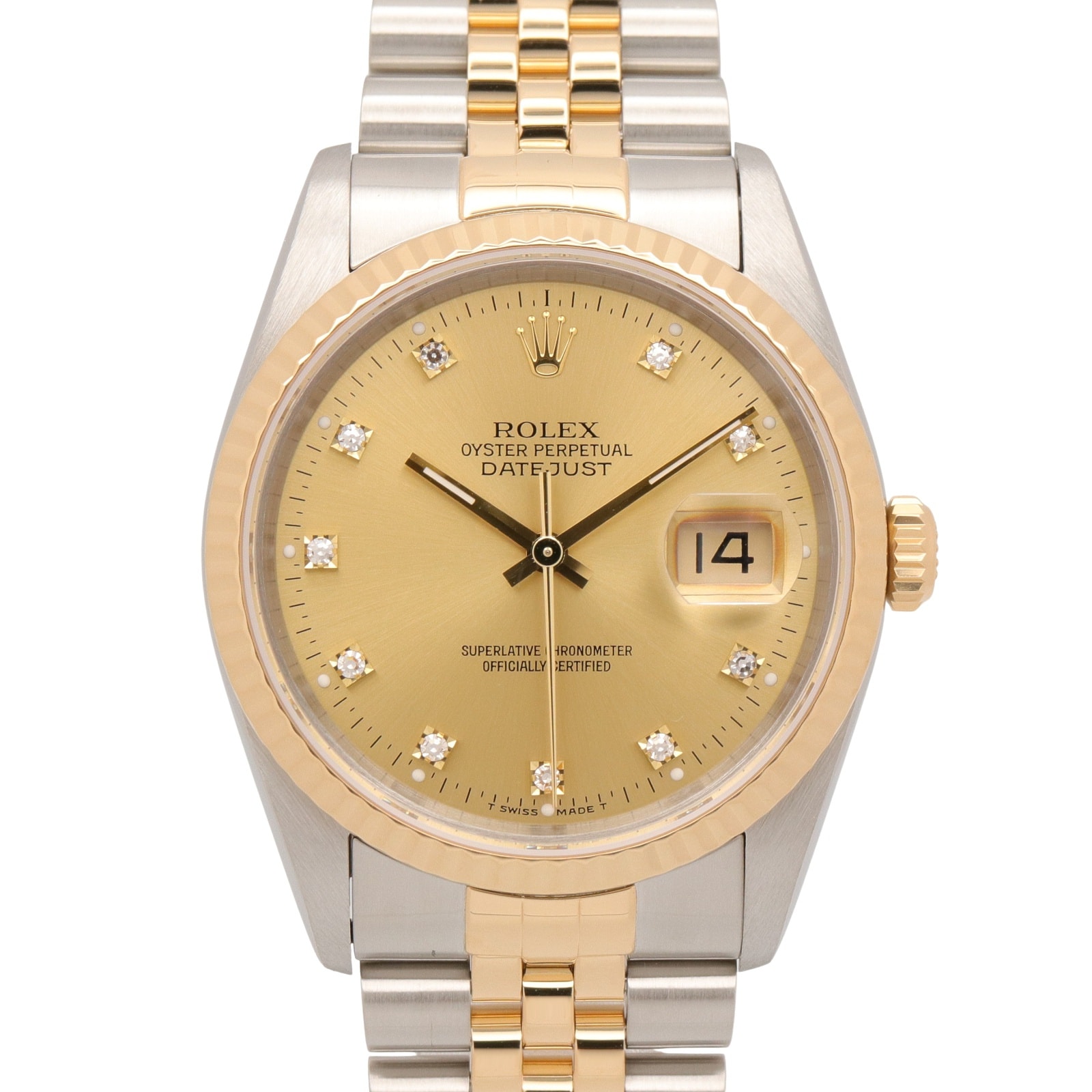ロレックス ROLEX デイトジャスト 10Pダイヤ S番 腕時計 時計 K18(イエローゴールド) ステンレススチール ダイヤモンド メンズ ゴールド系 シャンパン/旧ダイヤ 16233G 【中古】