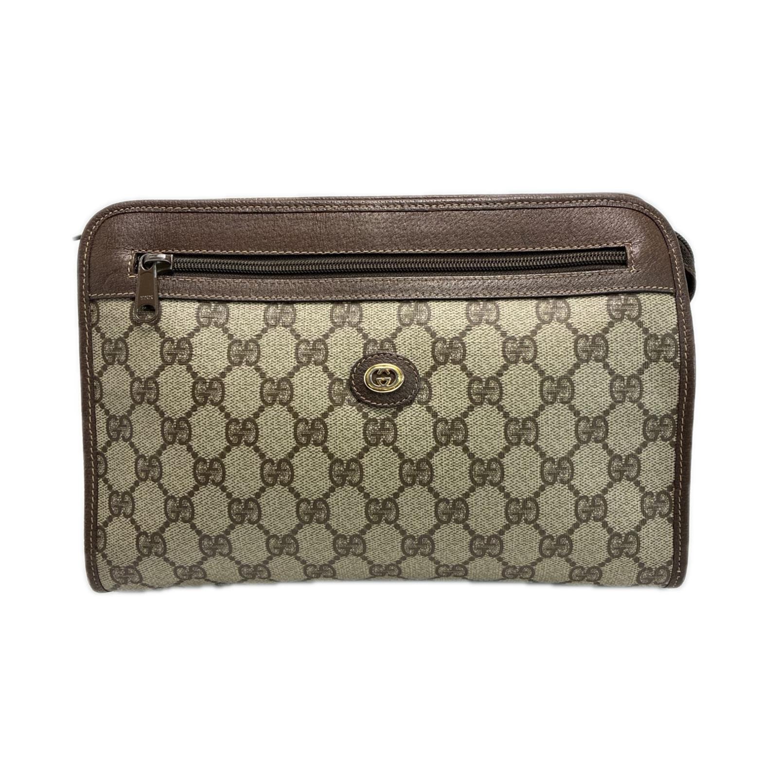 GUCCI グッチ GG クラッチバッグ セカンドバッグ 97.01.037 ブラウン ベージュ PVC×レザー