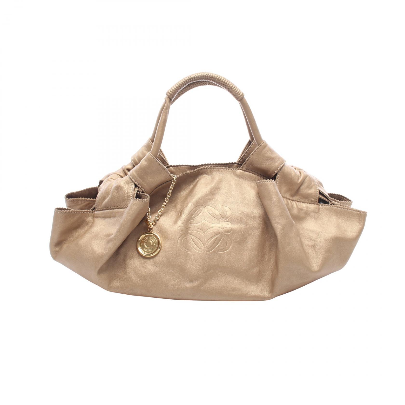 ロエベ LOEWE ナッパアイレ ハンドバッグ バッグ レザー レディース ゴールド系 【中古】