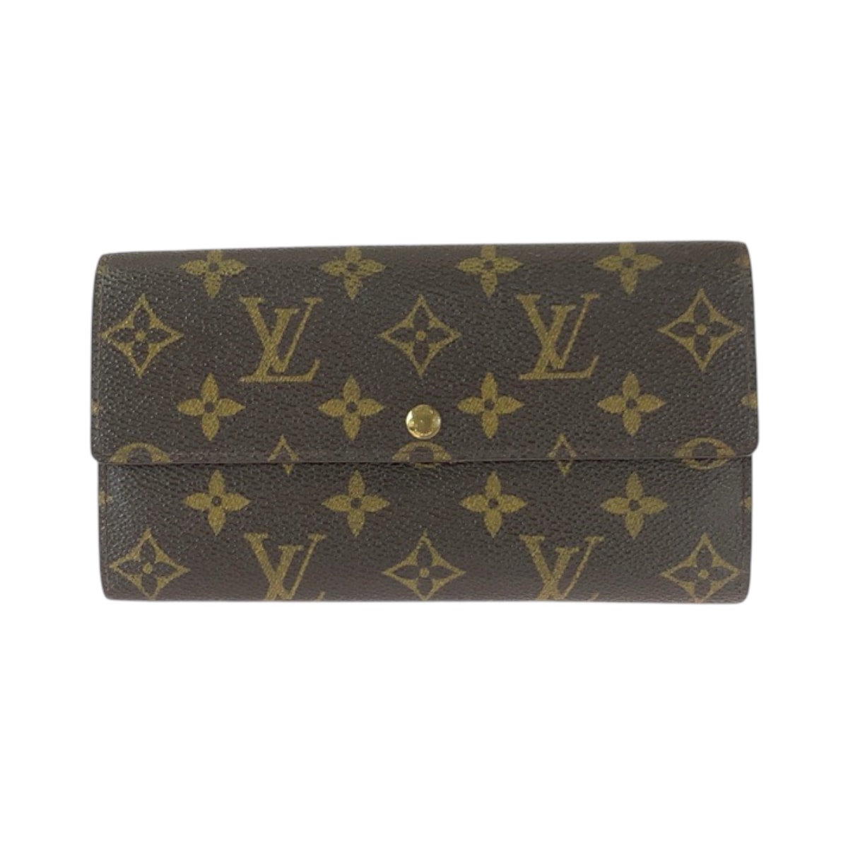美品 LOUIS VUITTON ルイヴィトン モノグラム ポシェット ポルトモネ クレディ ブラウン ゴールド金具 PVC 長財布 ロングウォレット 600439 【中古】