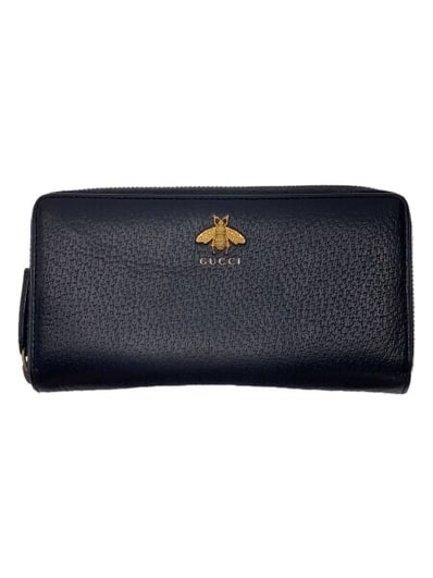 GUCCI Animalier Leather Zip Around Wallet