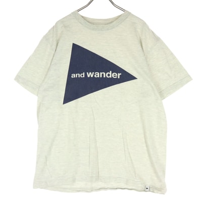 and wander アンドワンダー ロゴプリント 半袖 Tシャツ 4 グレー