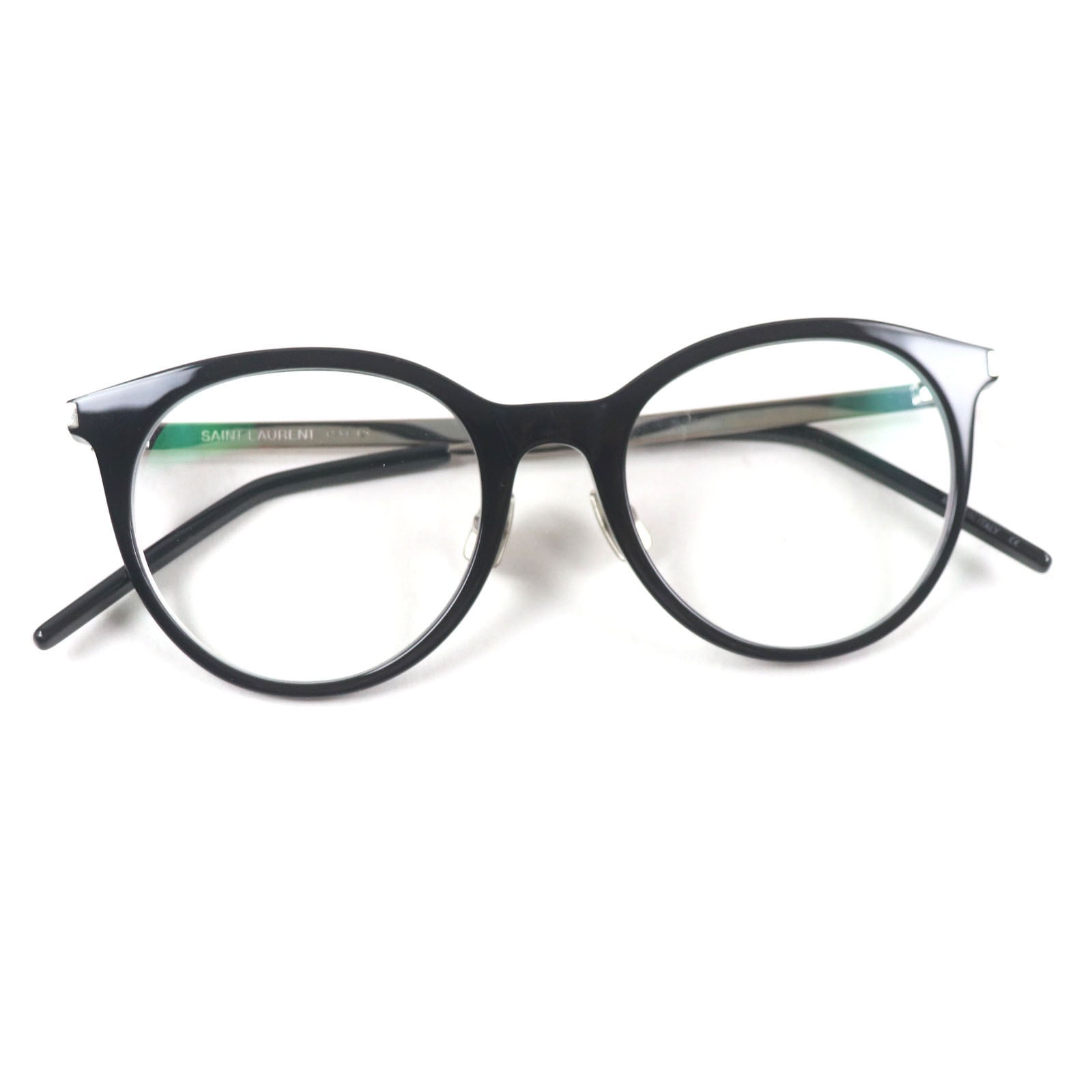 極美品 サンローランパリ
 メガネ ブラック シルバー メンズ 50□20-145 SL268 002