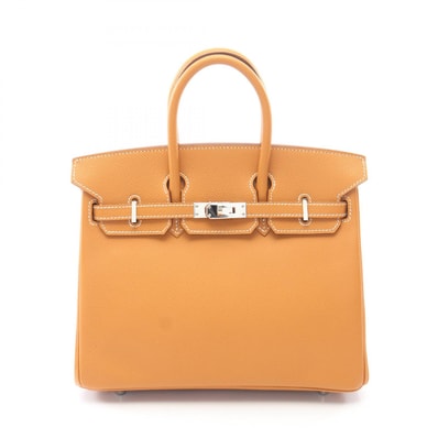 エルメス HERMES バーキン25 ハンドバッグ バッグ レザー カーフ(牛革) ヴォーエプソン ヴォーエプソン ナチュラル □K刻印(2007年製造) レディース ブラウン系 【中古】
