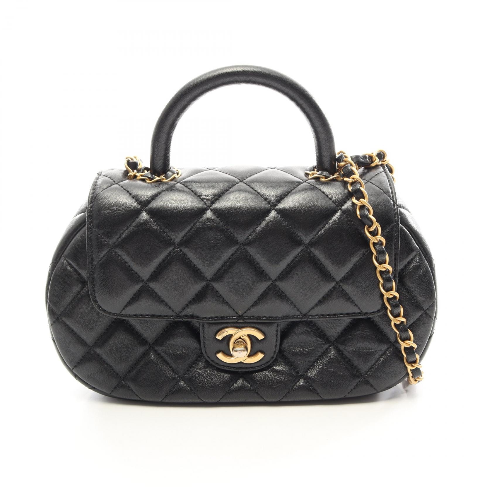シャネル CHANEL マトラッセ トップハンドル 2WAY ショルダーバッグ バッグ ラムスキン(羊革) レディース ブラック系 AS4569 【中古】