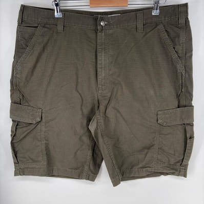 古着 カーハート Carhartt パンツ カーゴ ワンポイントロゴ ジッパーフライ リップストップ ショーツ ハーフ w42 グリーン系 メンズ