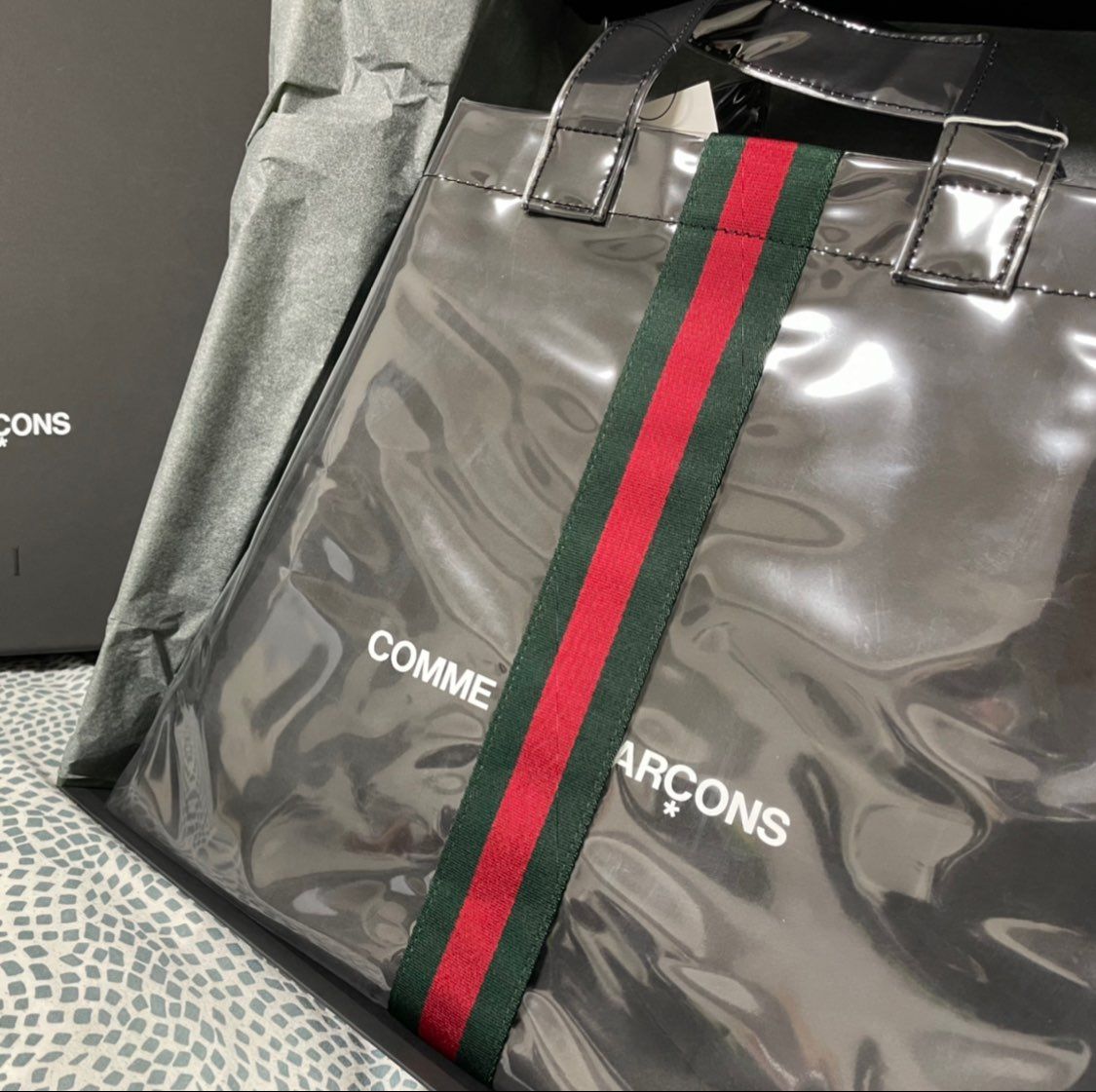 COMME des GARCONS x Gucci PVC Tote Bag "Black"