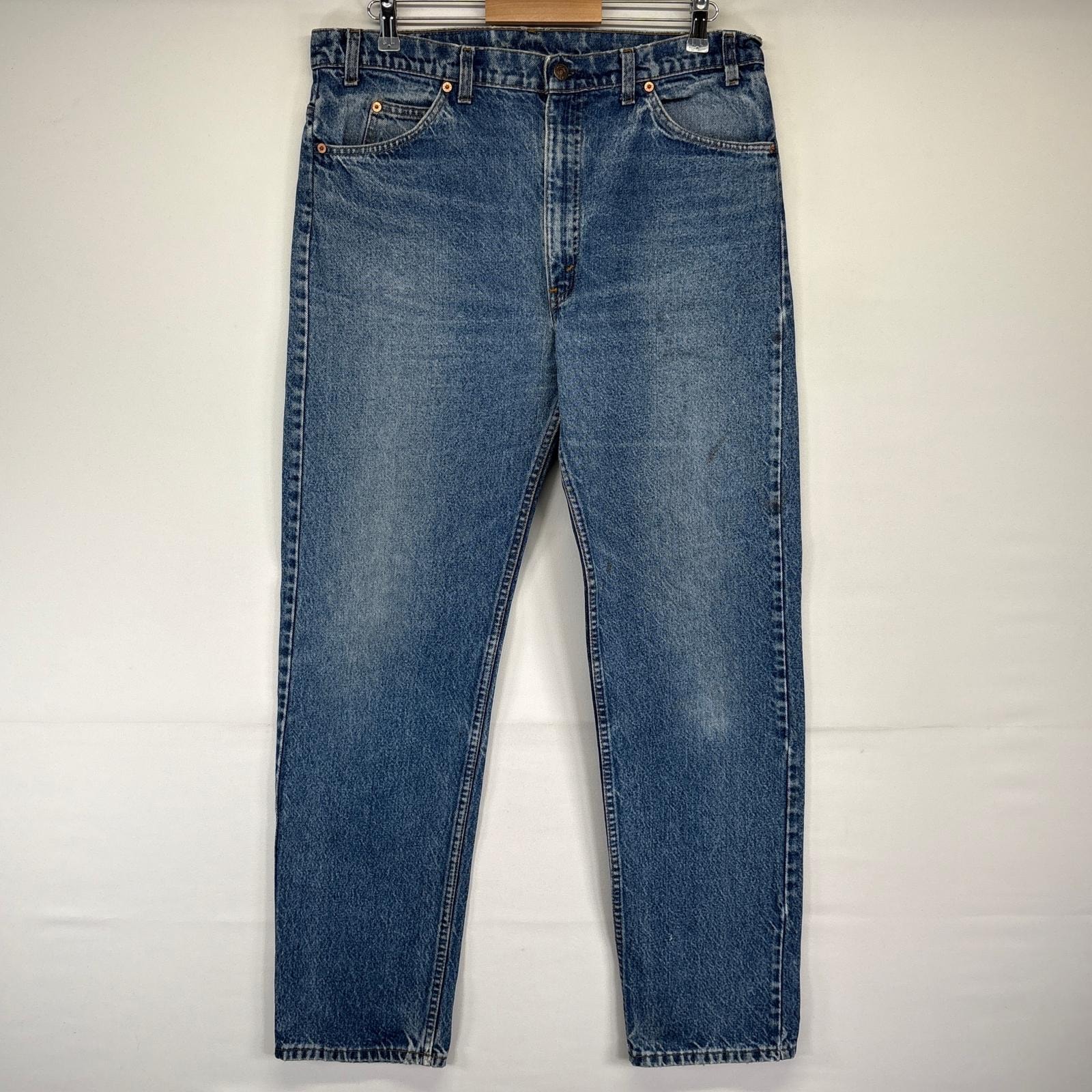 古着 リーバイス Levi's USA製 デニムパンツ 505 ストレート オレンジタブ ジーパン ジーンズ w38 L34  ブルー メンズ