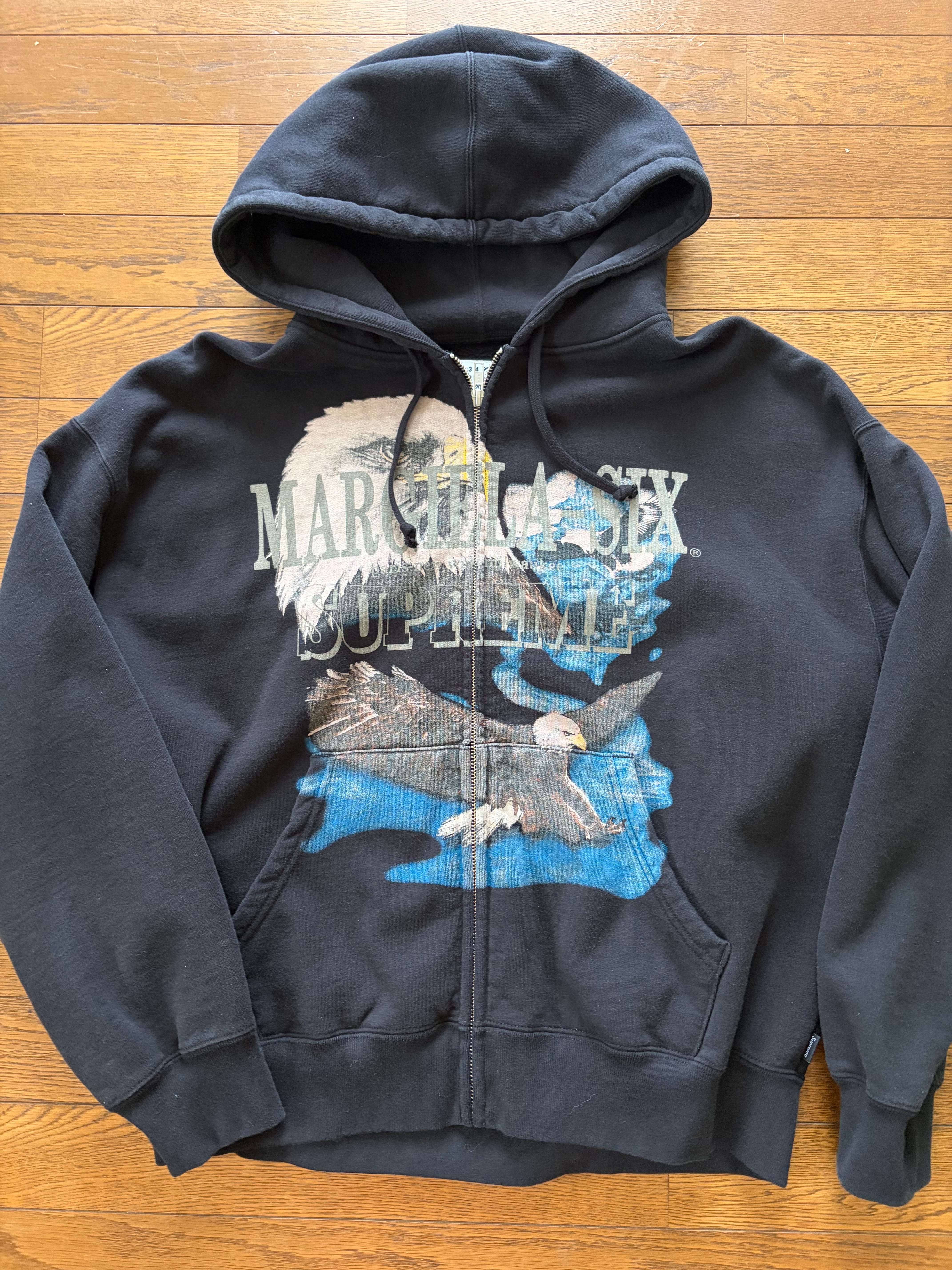 Supreme x MM6 Maison Margiela Eagle Zip Up Hooded Sweatshirt "Black"
