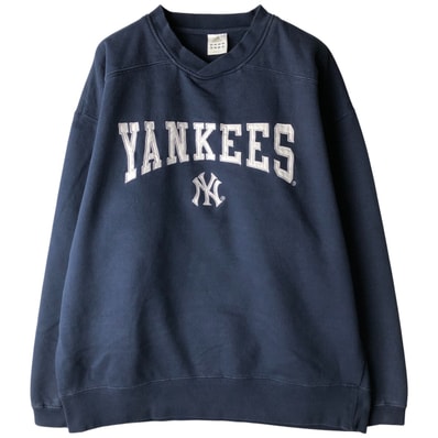 古着 アディダス adidas MLB NEW YORK YANKEES ニューヨークヤンキース Vネック ロゴスウェットシャツ トレーナー メンズL相当/eaa596642