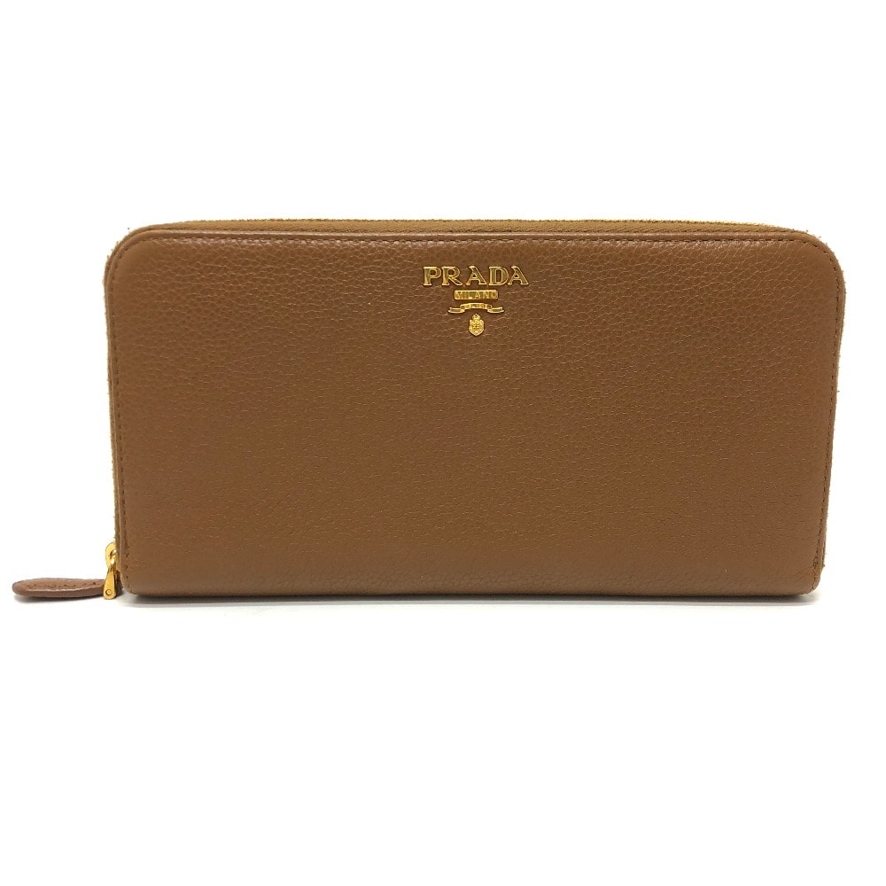 プラダ PRADA ロゴ 1M0506 ラウンドファスナー 長財布 レザー ブラウン