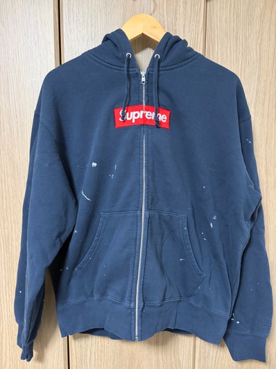 Supreme x MM6 Maison Margiela Box Logo Zip Up Hooded Sweatshirt "Navy"