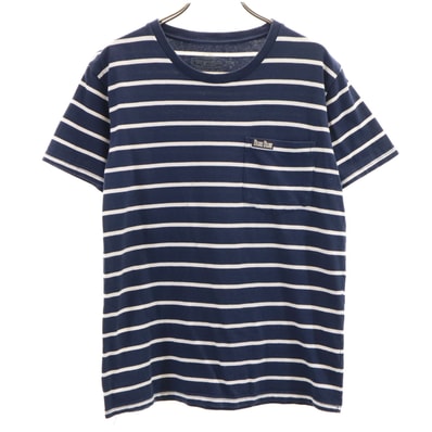 FRUIT OF THE LOOM フルーツオブザルーム BLUE BLUE ブルーブルー別注 ボーダー柄 半袖 Tシャツ S ネイビー ポケT