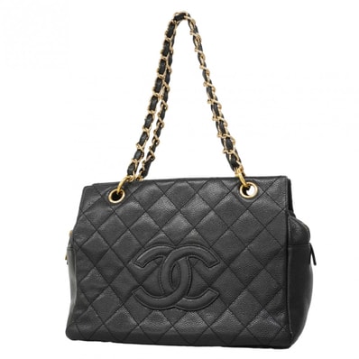 【6dd5044】シャネル ショルダーバッグ マトラッセ チェーンショルダー キャビアスキン ブラック ゴールド金具【中古】レディース