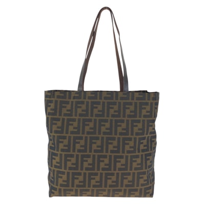 美品 FENDI フェンディ ズッカ ブラウン シルバー金具 ナイロン レザー/ トートバッグ ショルダーバッグ 601899 【中古】